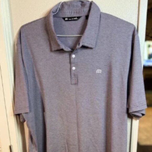 Travis Mathew Gray and Purple Polo Shirt Classic Design - Picture 1 of 5
